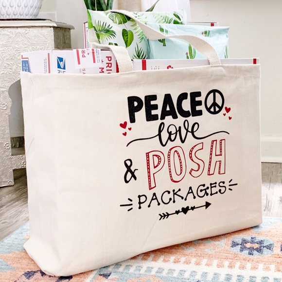 Peace Love & Posh Packages Large Canvas Tote Bag - Picture 4 of 6